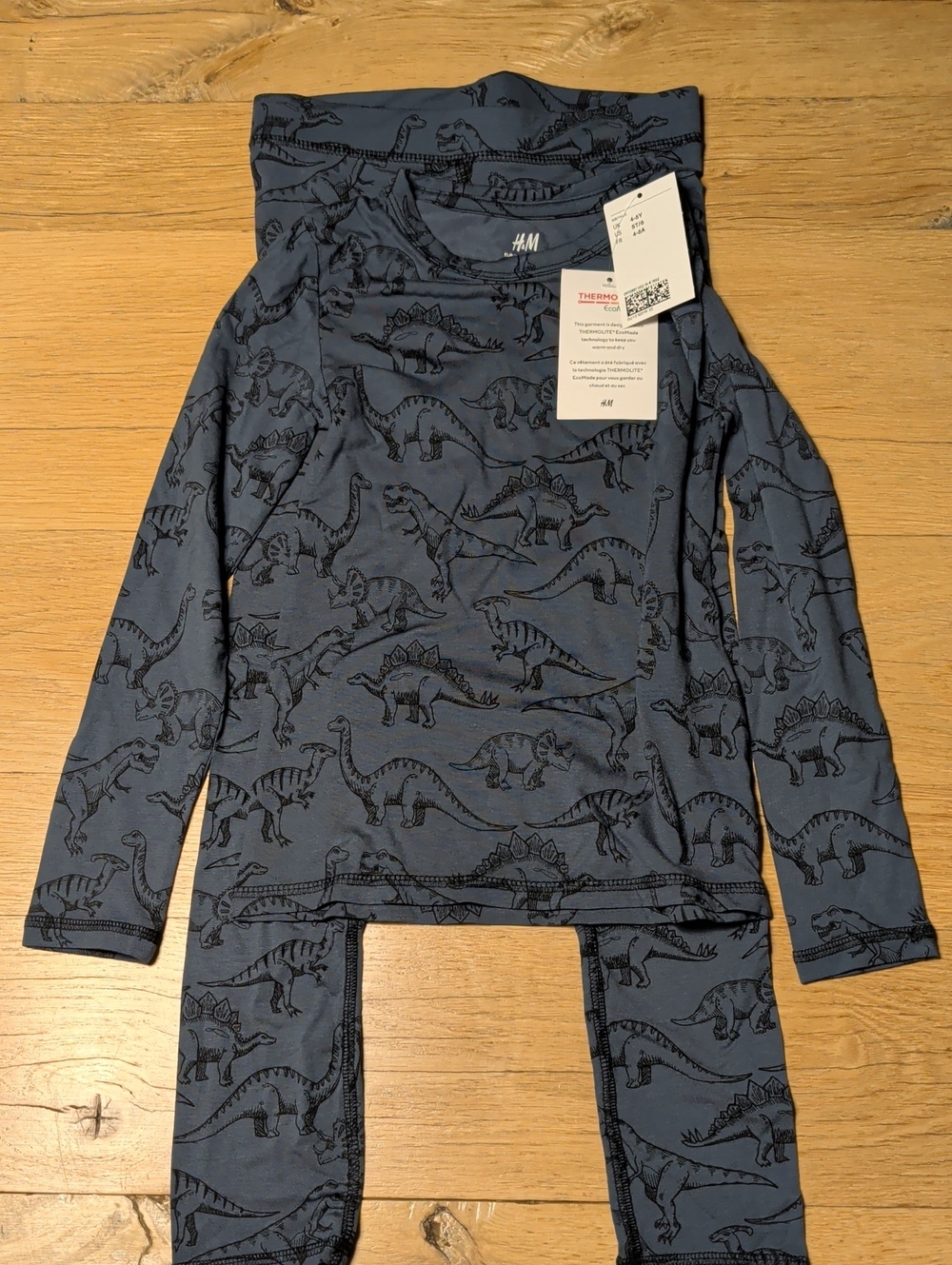H&M Navy Dinosaur PJs/Base Layer 5T